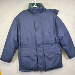 Eddie Bauer Puffer Jacket Mens M Blue Down Insulated Waterproof Ridgeline Winter